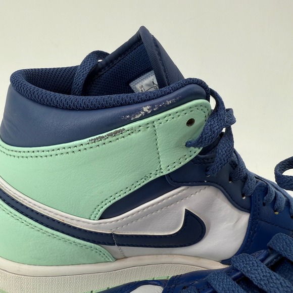 Air Jordan 1 Mid SE Mint Green Navy White Men's Sneakers Size 8.5 - Picture 9 of 10